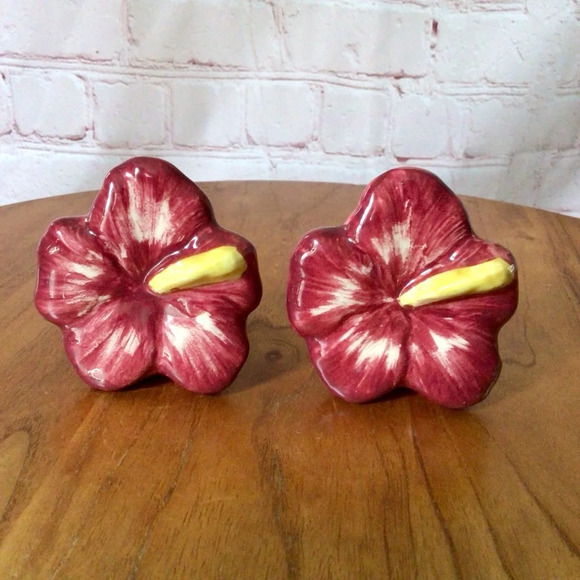Vintage Hand Painted Flower Ceramic Salt and Pepper Shaker Pair - Picture 2 of 7